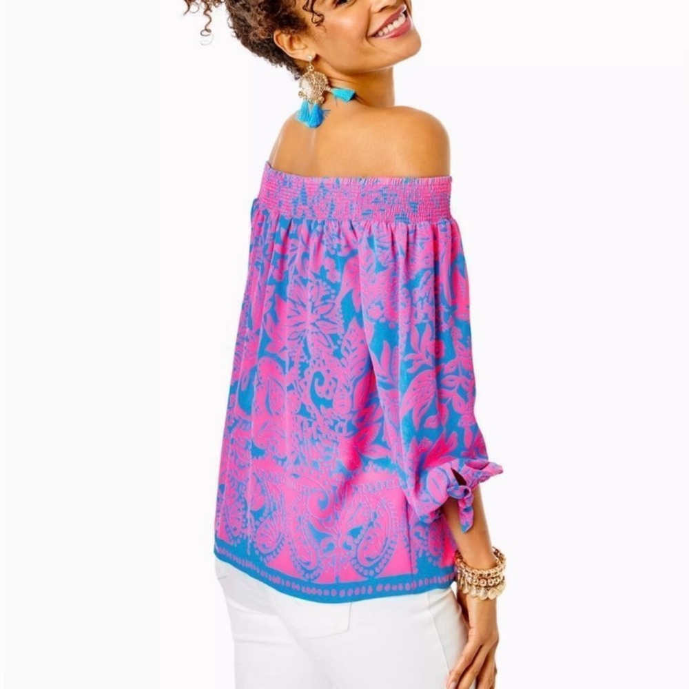 NWOT Lilly Pulitzer Maryellen Off-The-Shoulder Top - Picture 2 of 8